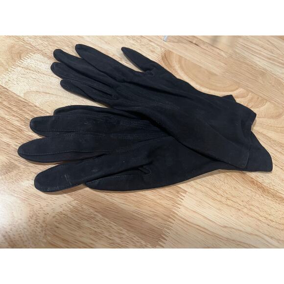 Vintage Dainty Soft Black Leather Gloves Small JL - Picture 2 of 11